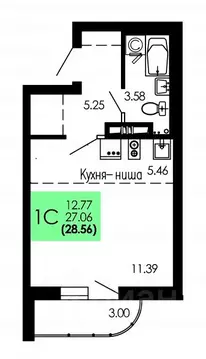 Студия Воронежская область, Воронеж Оникс жилой комплекс (28.56 м)