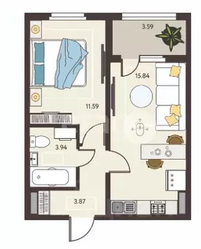 1-к кв. Липецкая область, Липецк ул. Механизаторов, 15А (37.3 м)