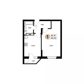 1-к кв. Самарская область, Самара Московское шоссе, 18-й км, 55 (45.31 ...