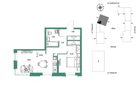 2-к кв. Свердловская область, Екатеринбург муниципальное образование, ...