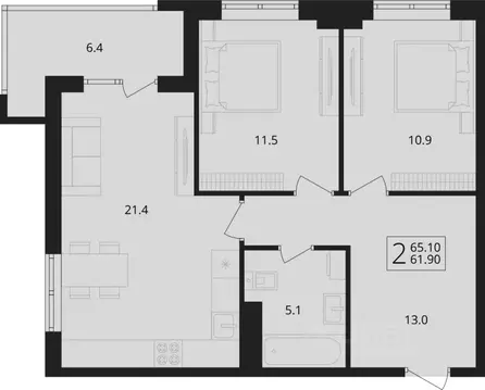 2-к кв. Брянская область, Брянский район, Снежское с/пос, пос. Путевка ...