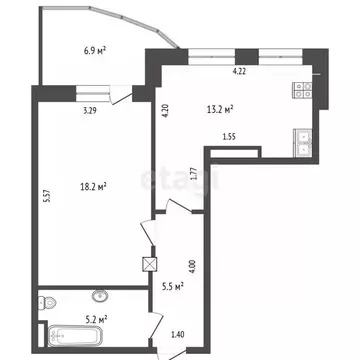 1-к кв. Тюменская область, Тюмень ул. Василия Гольцова, 3 (42.0 м)