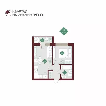 1-комнатная квартира: Тобольск, микрорайон 3Б, 6Бк2 (46.39 м)