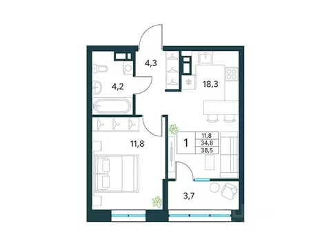 1-к кв. Забайкальский край, Чита Хороший мкр, 16 (38.5 м)