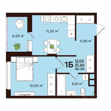 1-к кв. Владимирская область, Владимир ул. Чайковского, 7 (42.2 м)