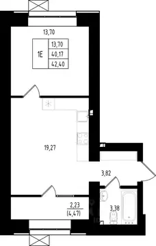 1-к кв. Татарстан, Казань ул. Михаила Миля, 11 (42.5 м)