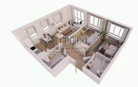 2-к кв. Калужская область, Калуга Жилыеы Острова кв-л,  (59.6 м)