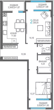 2-к кв. Крым, Алушта На Фонтанке жилой комплекс (58.25 м)