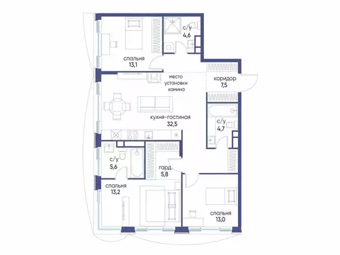 3-комнатная квартира: Москва, СЗАО, район Хорошёво-Мнёвники, посёлок ...