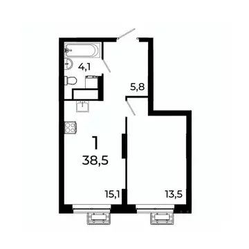 1-к кв. Нижегородская область, Нижний Новгород ул. Коперника, 15 (38.5 ...