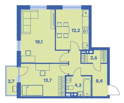 2-к кв. Пермский край, Пермь ул. Карпинского, 115 (60.0 м)