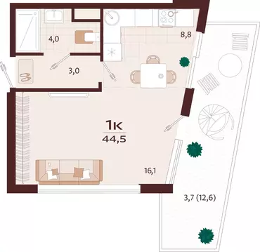 1-к кв. Крым, Ялта ул. Спендиарова, 5 (44.5 м)