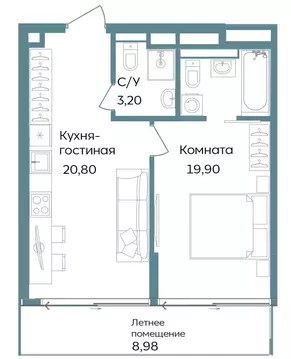 2-комнатная квартира: Республика Крым, Саки, курортный кластер Темпо ...