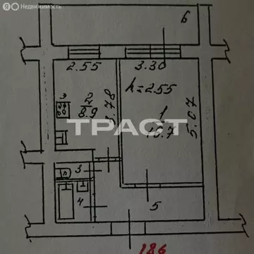 1-комнатная квартира: Воронеж, улица Моисеева, 63 (40.1 м)