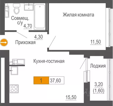 1-к кв. Свердловская область, Екатеринбург Юго-Западный жилрайон,  ...