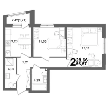 2-к кв. Башкортостан, Уфа Глумилино жилрайон, Холмогоры жилой комплекс ...