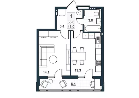 1-к кв. Саратовская область, Саратов ул. Имени Евгения Долгина, 6 ...