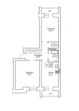 2-к кв. Вологодская область, Череповец Устюженская ул., 14 (80.8 м)