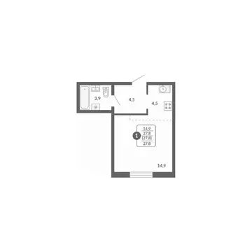 1-к кв. Кировская область, Киров ул. Потребкооперации, 34 (27.8 м)