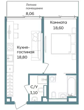 1-к кв. Крым, Саки ул. Морская (48.56 м)