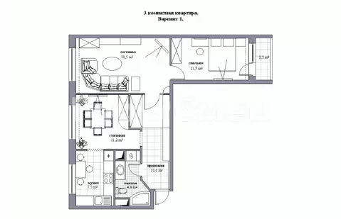 Продается 3-комнатная квартира