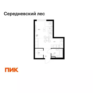 Студия Москва Середневский Лес жилой комплекс, 2.1.3 (29.1 м)