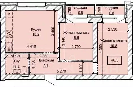 2-к кв. Алтайский край, Барнаул ул. Анатолия (46.5 м)