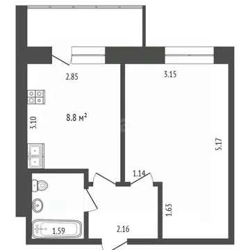 1-к кв. Вологодская область, Вологда Новгородская ул., 42к1 (31.6 м)