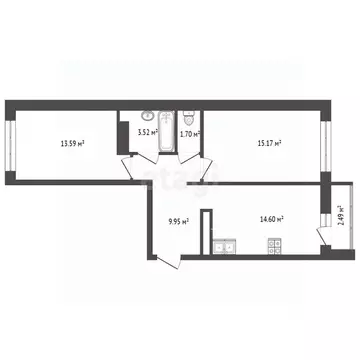 2-к кв. Тюменская область, Тюмень ул. Вадима Бованенко, 4к1 (58.2 м)