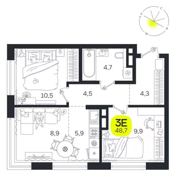 3-к кв. Свердловская область, Екатеринбург Южная Ботаника жилрайон, ...