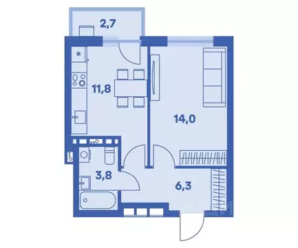 1-к кв. Пермский край, Пермь ул. Карпинского, 115 (36.7 м)