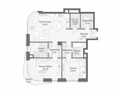 2-комнатная квартира: Москва, Большой Толмачёвский переулок, 5с1 ...