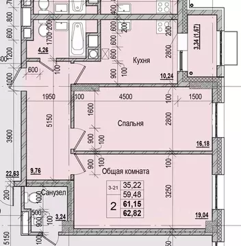 2-к кв. Саха (Якутия), Якутск ул. Чкалова, 47 (61.15 м)