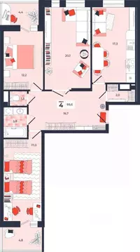 4-к кв. Тульская область, Тула ул. Академика Насоновой, 1А (99.6 м)