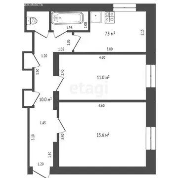 2-комнатная квартира: Дмитров, Гравийная улица, 27 (47.9 м)