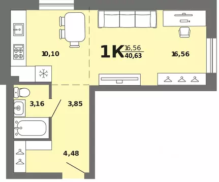 1-к кв. Алтай, Майминский район, с. Майма  (40.63 м)