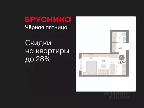 Студия Свердловская область, Екатеринбург пер. Торфяной, 4 (28.7 м)