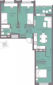 3-к кв. Пермский край, Пермь ул. Серебристая, 5 (79.1 м)