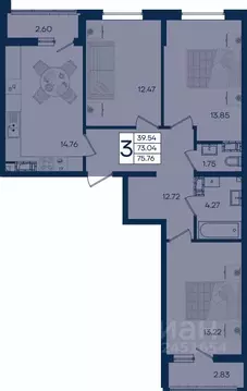 3-к кв. Краснодарский край, Краснодар  (75.76 м)