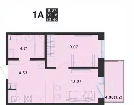 1-к кв. Псковская область, Псковский район, Завеличенская волость, д. ...