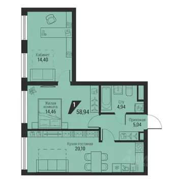 1-к кв. Свердловская область, Екатеринбург просп. Космонавтов, 100 ...