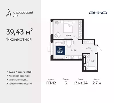 1-к кв. Тюменская область, Тюмень Айвазовский Сити жилой комплекс ...