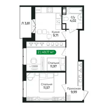 2-к кв. Ленинградская область, Сертолово Всеволожский район, ...