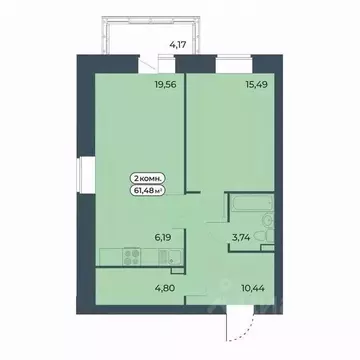 2-к кв. Красноярский край, Красноярск ул. Светлова, 12 (61.48 м)