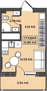 1-к кв. Башкортостан, Уфа ул. Адмирала Макарова, 29 (21.89 м)