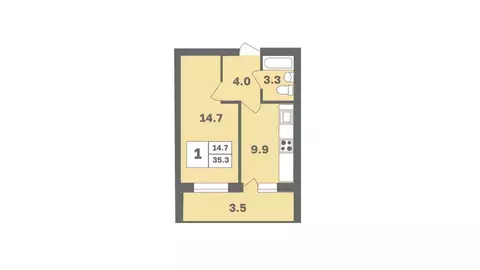 1-к кв. Башкортостан, Уфа Дагестанская ул., лит12 (35.3 м)