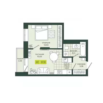 2-к кв. Новосибирская область, Новосибирск Гринвилл жилой комплекс ...