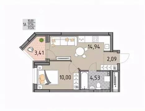 1-к кв. Свердловская область, Екатеринбург Юго-Западный жилрайон, ...