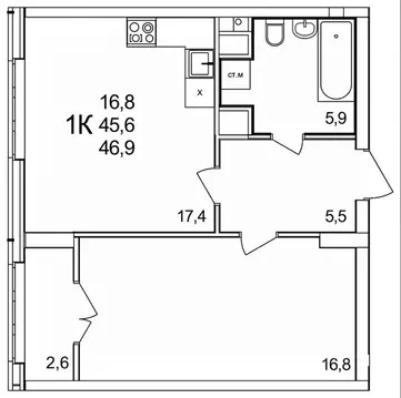 1-к кв. Нижегородская область, Нижний Новгород д. Анкудиновка, КМ ...