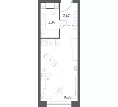 Квартира-студия: Москва, Пятницкое шоссе, 56Б (22.86 м)
